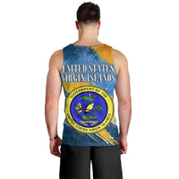 United States Virgin Islands Men Tank Top with Blue Yellow Eagle Design and Government Seal - Wonder Print Shop