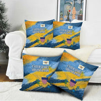United States Virgin Islands Pillow Cover with Blue Yellow Eagle Design and Government Seal - Wonder Print Shop