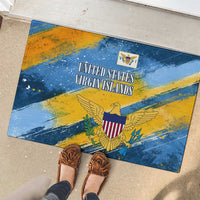 United States Virgin Islands Rubber Doormat with Blue Yellow Eagle Design and Government Seal - Wonder Print Shop