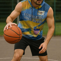 United States Virgin Islands Sleeveless Hoodie with Blue Yellow Eagle Design and Government Seal - Wonder Print Shop