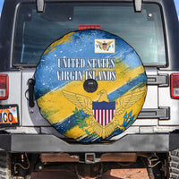 United States Virgin Islands Spare Tire Cover with Blue Yellow Eagle Design and Government Seal - Wonder Print Shop