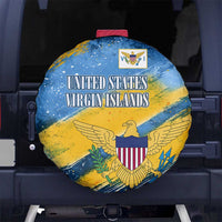 United States Virgin Islands Spare Tire Cover with Blue Yellow Eagle Design and Government Seal - Wonder Print Shop