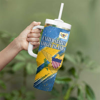 United States Virgin Islands Tumbler With Handle with Blue Yellow Eagle Design and Government Seal - Wonder Print Shop