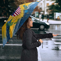 United States Virgin Islands Umbrella with Blue Yellow Eagle Design and Government Seal - Wonder Print Shop