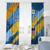 United States Virgin Islands Window Curtain with Blue Yellow Eagle Design and Government Seal - Wonder Print Shop
