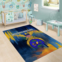 United States Virgin Islands Area Rug with Blue Yellow Government Seal Design and Bald Eagle - Wonder Print Shop
