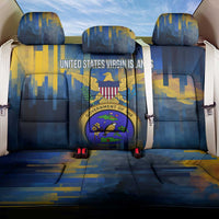 United States Virgin Islands Back Car Seat Cover with Blue Yellow Government Seal Design and Bald Eagle - Wonder Print Shop