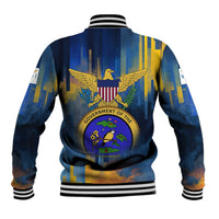 United States Virgin Islands Baseball Jacket with Blue Yellow Government Seal Design and Bald Eagle - Wonder Print Shop