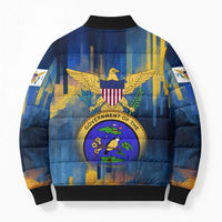 United States Virgin Islands Bomber Puffer Jacket with Blue Yellow Government Seal Design and Bald Eagle - Wonder Print Shop