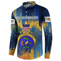 United States Virgin Islands Button Sweatshirt with Blue Yellow Government Seal Design and Bald Eagle - Wonder Print Shop