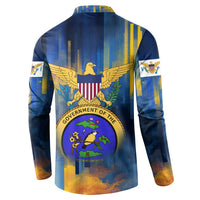 United States Virgin Islands Button Sweatshirt with Blue Yellow Government Seal Design and Bald Eagle - Wonder Print Shop