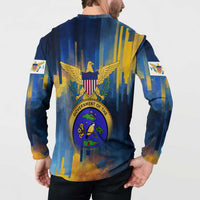 United States Virgin Islands Button Sweatshirt with Blue Yellow Government Seal Design and Bald Eagle - Wonder Print Shop