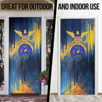United States Virgin Islands Door Cover with Blue Yellow Government Seal Design and Bald Eagle - Wonder Print Shop