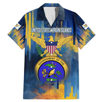 United States Virgin Islands Family Matching Mermaid Dress and Hawaiian Shirt with Blue Yellow Government Seal Design and Bald Eagle - Wonder Print Shop
