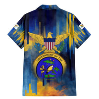 United States Virgin Islands Family Matching Mermaid Dress and Hawaiian Shirt with Blue Yellow Government Seal Design and Bald Eagle - Wonder Print Shop