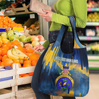United States Virgin Islands Grocery Bag with Blue Yellow Government Seal Design and Bald Eagle - Wonder Print Shop