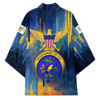 United States Virgin Islands Kimono with Blue Yellow Government Seal Design and Bald Eagle - Wonder Print Shop