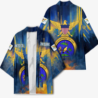 United States Virgin Islands Kimono with Blue Yellow Government Seal Design and Bald Eagle - Wonder Print Shop