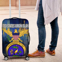 United States Virgin Islands Luggage Cover with Blue Yellow Government Seal Design and Bald Eagle - Wonder Print Shop