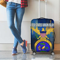 United States Virgin Islands Luggage Cover with Blue Yellow Government Seal Design and Bald Eagle - Wonder Print Shop