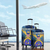 United States Virgin Islands Luggage Cover with Blue Yellow Government Seal Design and Bald Eagle - Wonder Print Shop