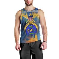 United States Virgin Islands Men Tank Top with Blue Yellow Government Seal Design and Bald Eagle - Wonder Print Shop