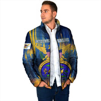 United States Virgin Islands Padded Jacket with Blue Yellow Government Seal Design and Bald Eagle - Wonder Print Shop