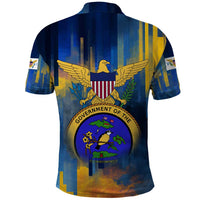 United States Virgin Islands Polo Shirt with Blue Yellow Government Seal Design and Bald Eagle - Wonder Print Shop
