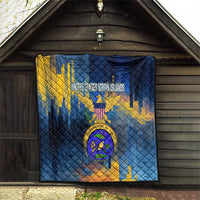 United States Virgin Islands Quilt with Blue Yellow Government Seal Design and Bald Eagle - Wonder Print Shop
