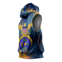 United States Virgin Islands Sleeveless Hoodie with Blue Yellow Government Seal Design and Bald Eagle - Wonder Print Shop