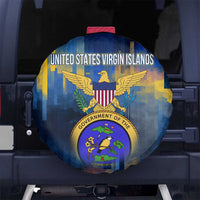 United States Virgin Islands Spare Tire Cover with Blue Yellow Government Seal Design and Bald Eagle - Wonder Print Shop