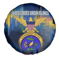 United States Virgin Islands Spare Tire Cover with Blue Yellow Government Seal Design and Bald Eagle - Wonder Print Shop