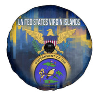 United States Virgin Islands Spare Tire Cover with Blue Yellow Government Seal Design and Bald Eagle - Wonder Print Shop