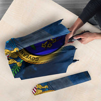 United States Virgin Islands Umbrella with Blue Yellow Government Seal Design and Bald Eagle - Wonder Print Shop
