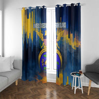 United States Virgin Islands Window Curtain with Blue Yellow Government Seal Design and Bald Eagle - Wonder Print Shop