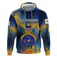 United States Virgin Islands Zip Hoodie with Blue Yellow Government Seal Design and Bald Eagle - Wonder Print Shop
