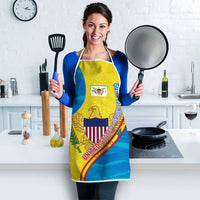 United States Virgin Islands Apron with Blue Yellow Wave Design and Island Map Bird - Wonder Print Shop