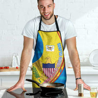 United States Virgin Islands Apron with Blue Yellow Wave Design and Island Map Bird - Wonder Print Shop