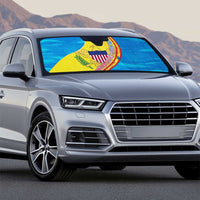 United States Virgin Islands Auto Sun Shade with Blue Yellow Wave Design and Island Map Bird - Wonder Print Shop