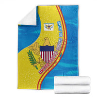 United States Virgin Islands Blanket with Blue Yellow Wave Design and Island Map Bird - Wonder Print Shop