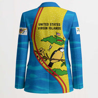 United States Virgin Islands Blazer with Blue Yellow Wave Design and Island Map Bird - Wonder Print Shop