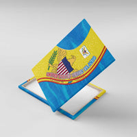 United States Virgin Islands Canvas Wall Art with Blue Yellow Wave Design and Island Map Bird - Wonder Print Shop