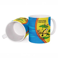 United States Virgin Islands Ceramic Mug with Blue Yellow Wave Design and Island Map Bird - Wonder Print Shop