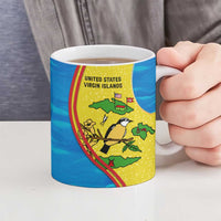 United States Virgin Islands Ceramic Mug with Blue Yellow Wave Design and Island Map Bird - Wonder Print Shop