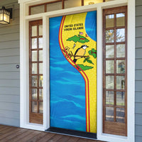 United States Virgin Islands Door Cover with Blue Yellow Wave Design and Island Map Bird - Wonder Print Shop