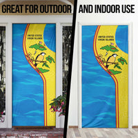 United States Virgin Islands Door Cover with Blue Yellow Wave Design and Island Map Bird - Wonder Print Shop
