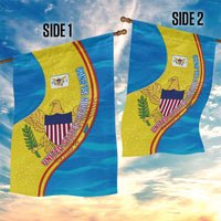 United States Virgin Islands Garden Flag with Blue Yellow Wave Design and Island Map Bird - Wonder Print Shop
