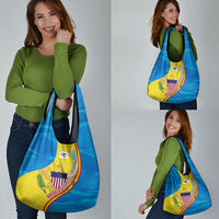 United States Virgin Islands Grocery Bag with Blue Yellow Wave Design and Island Map Bird - Wonder Print Shop