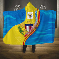 United States Virgin Islands Hooded Blanket with Blue Yellow Wave Design and Island Map Bird - Wonder Print Shop
