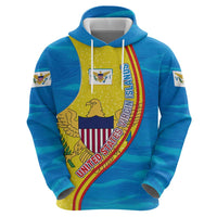 United States Virgin Islands Hoodie with Blue Yellow Wave Design and Island Map Bird - Wonder Print Shop